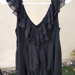 H&M  Black Flowing Tiered Sleeveless Blouse